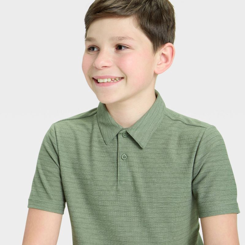 slide 3 of 3, Boys' Polo Shirt - All In Motion™ Olive Green XS, 1 ct