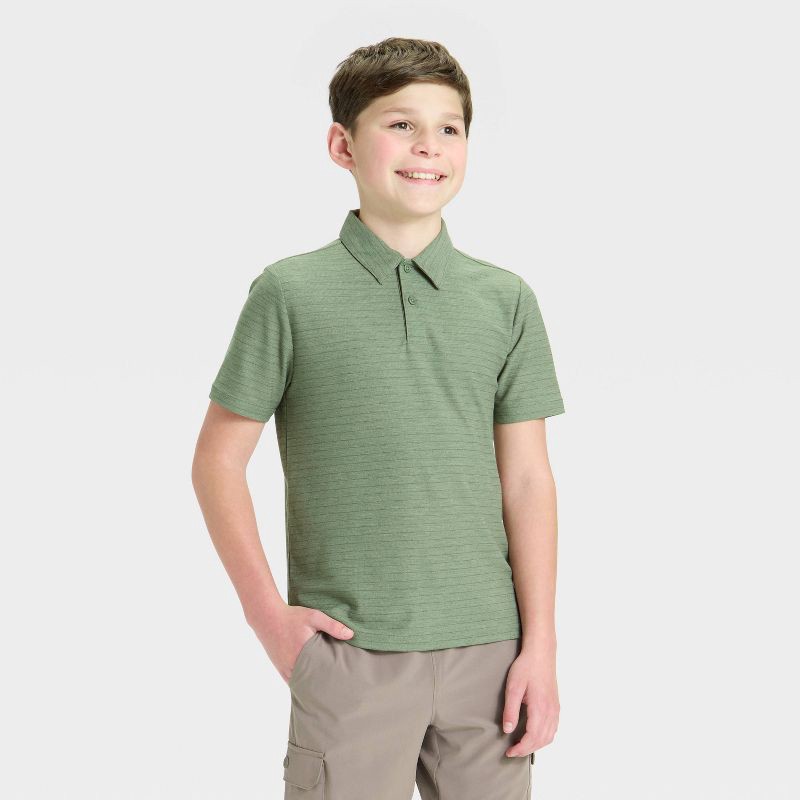 slide 1 of 3, Boys' Polo Shirt - All In Motion™ Olive Green XS, 1 ct