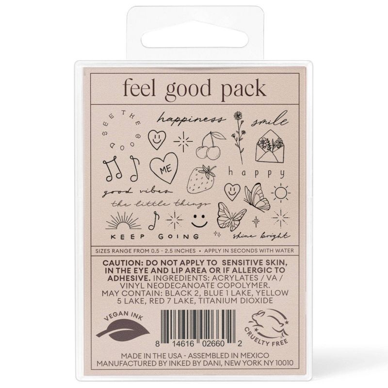 slide 8 of 8, INKED by Dani Feel Good Pack Temporary Tattoos - 20ct, 20 ct