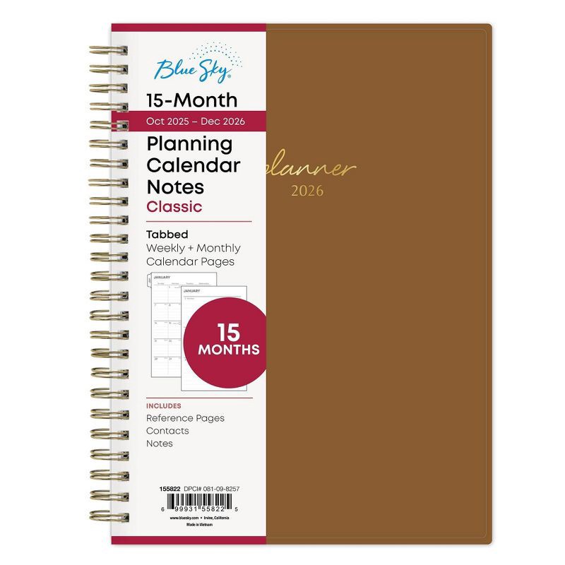 slide 3 of 13, Blue Sky 2026 Weekly/Monthly 15 Months Planning Calendar and Notes 5.875"x8.625" Mocha Mousse, 1 ct