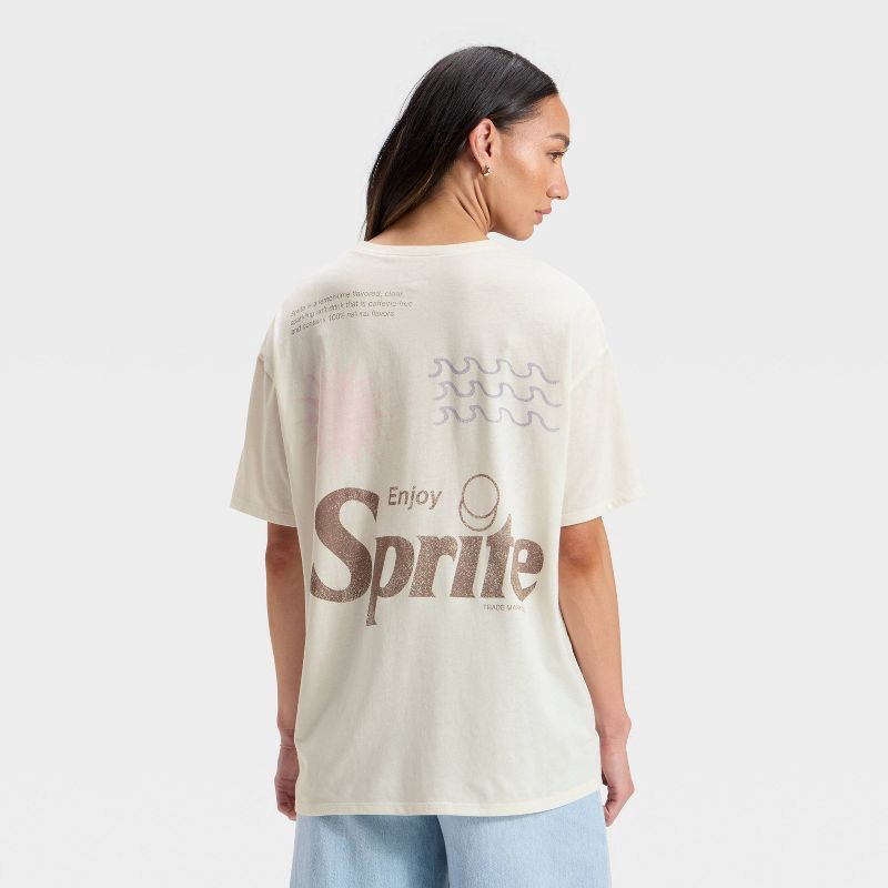 slide 2 of 3, Women's Sprite Oversized Short Sleeve Graphic T-Shirt - Off-White M, 1 ct