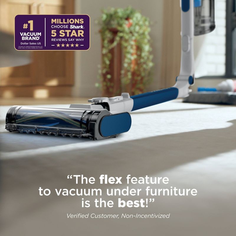 slide 4 of 10, Shark PowerPro Flex Pet Cordless Vacuum, FloorDetect Technology, Carpet and Hard Floor, Headlight, 50 Min Runtime White IZ381H, 1 ct