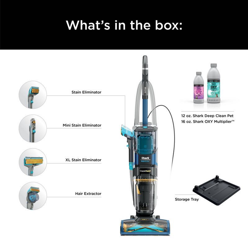 slide 10 of 10, Shark CarpetXpert HairPro with StainStriker, Deep Carpet, Rug & Upholstery Cleaner, Stain Eliminator Gray EX301TGT, 1 ct