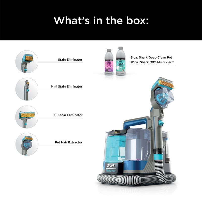 slide 8 of 8, Shark StainStriker HairPro Portable Carpet, Upholstery & Area Rug Cleaner with Pet Mess & Hair Tools Gray PX251TGT, 1 ct