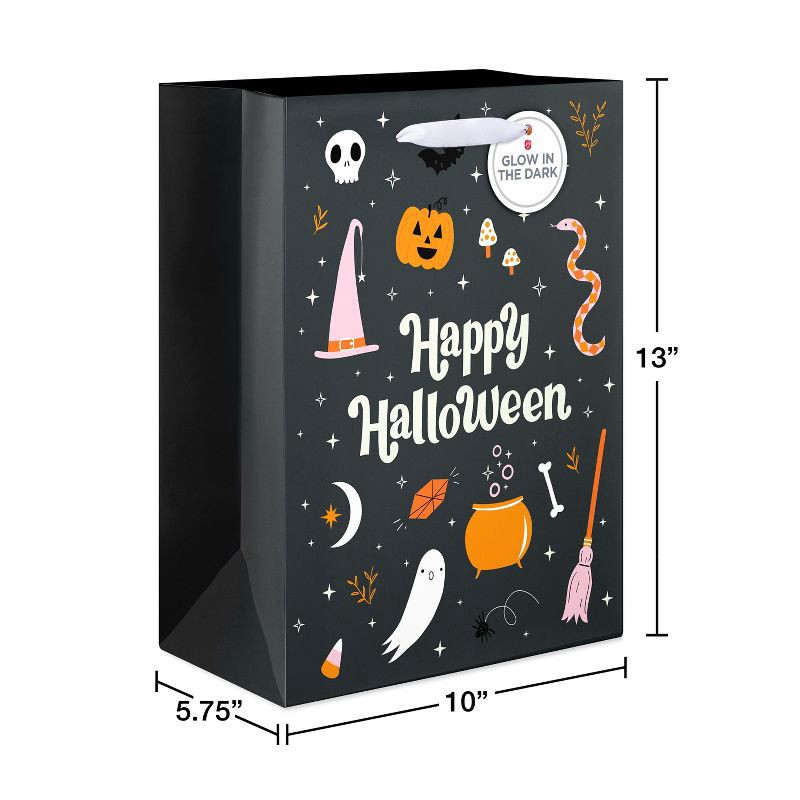 slide 3 of 3, American Greetings Large 'Happy Halloween' Glow-in-the-Dark Gift Bag Black, 1 ct
