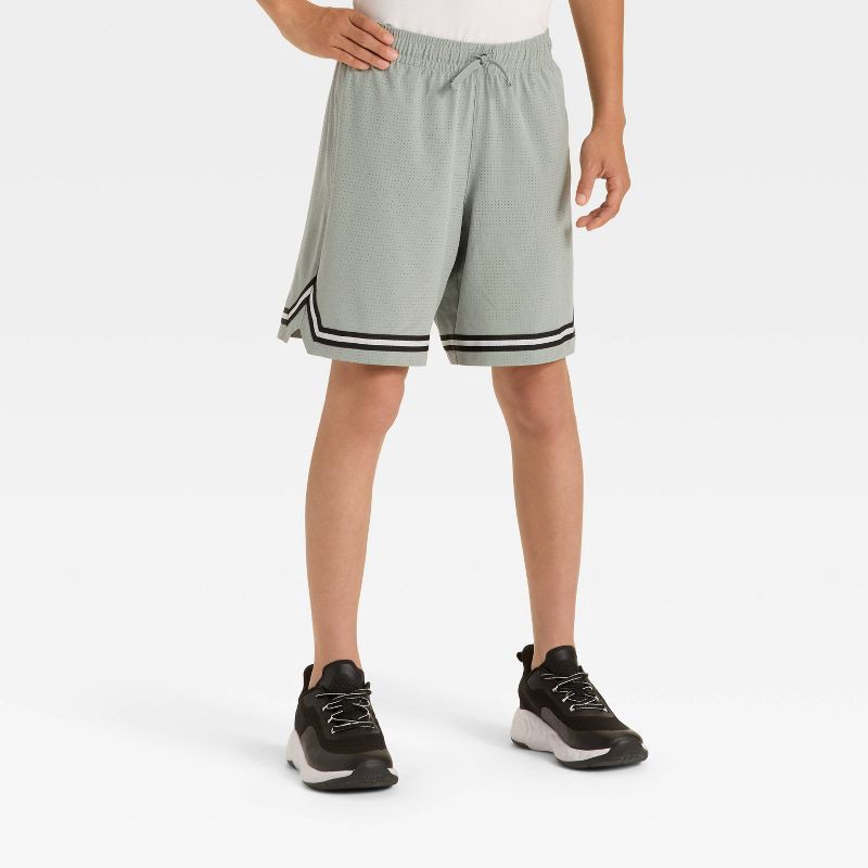 slide 1 of 3, Boys' Basketball Shorts - All In Motion™ Sage Green L, 1 ct