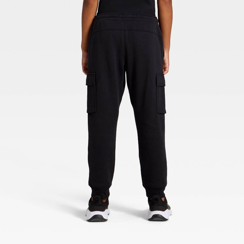 slide 2 of 3, Boys' Active Comfort Fleece Cargo Jogger Sweatpants - All In Motion™ Black S, 1 ct