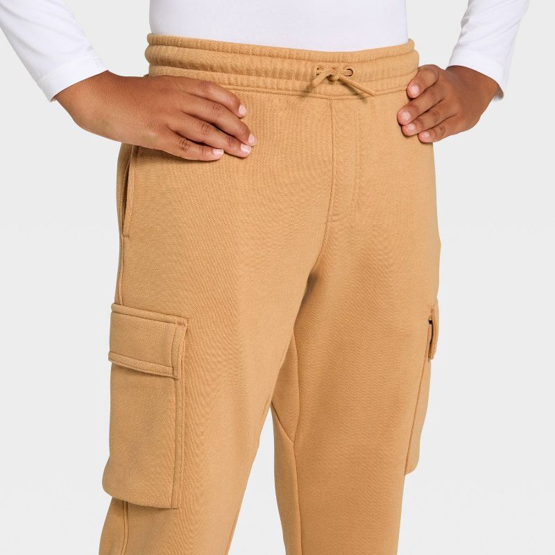 slide 3 of 3, Boys' Active Comfort Fleece Cargo Jogger Sweatpants - All In Motion™ Dark Beige XS, 1 ct
