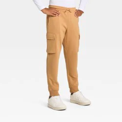 Boys' Active Comfort Fleece Cargo Jogger Sweatpants - All In Motion™ Dark Beige S