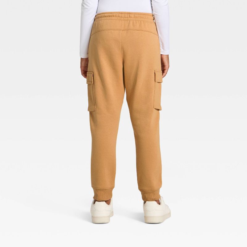 slide 2 of 3, Boys' Active Comfort Fleece Cargo Jogger Sweatpants - All In Motion™ Dark Beige L, 1 ct