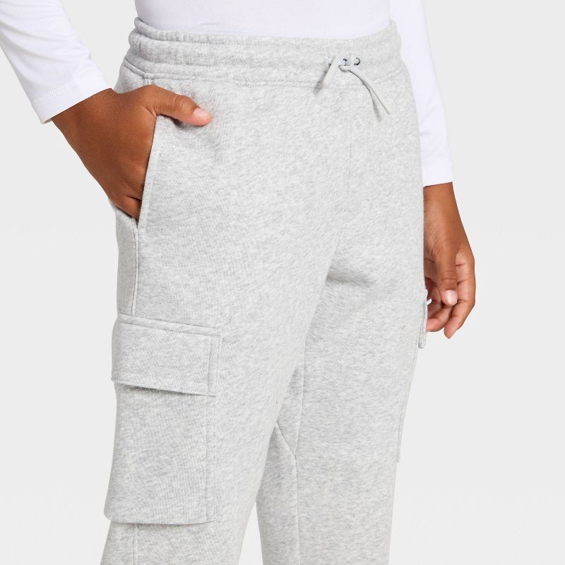 slide 3 of 3, Boys' Active Comfort Fleece Cargo Jogger Sweatpants - All In Motion™ Heather Gray M, 1 ct