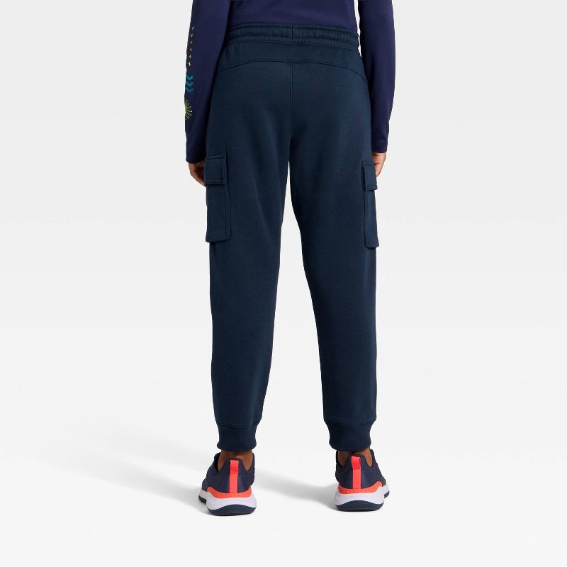 slide 2 of 3, Boys' Active Comfort Fleece Cargo Jogger Sweatpants - All In Motion™ Navy Blue S, 1 ct