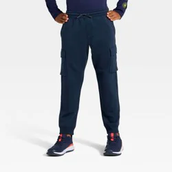 Boys' Active Comfort Fleece Cargo Jogger Sweatpants - All In Motion™ Navy Blue S