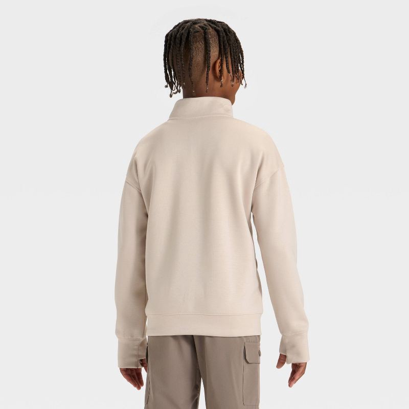 slide 2 of 3, Boys' Spacer 1/2 Zip Sweatshirt - All In Motion™ Beige S, 1 ct
