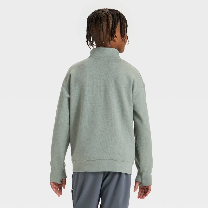 slide 2 of 3, Boys' Spacer 1/2 Zip Sweatshirt - All In Motion™ Sage Green S, 1 ct