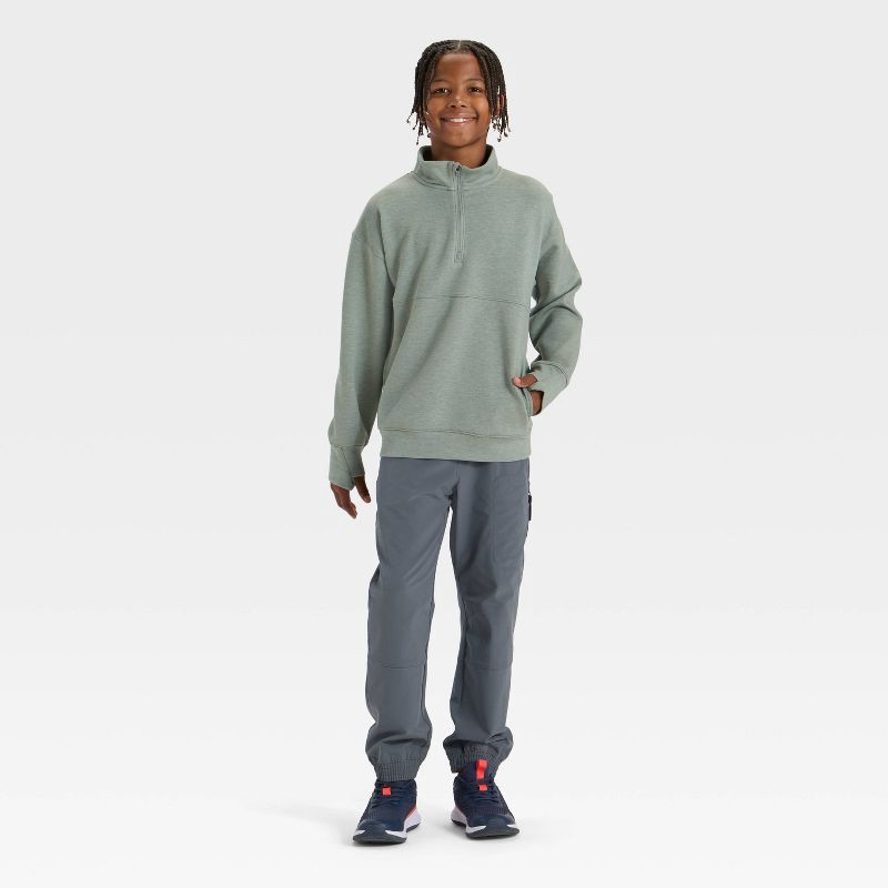 slide 3 of 3, Boys' Spacer 1/2 Zip Sweatshirt - All In Motion™ Sage Green S, 1 ct