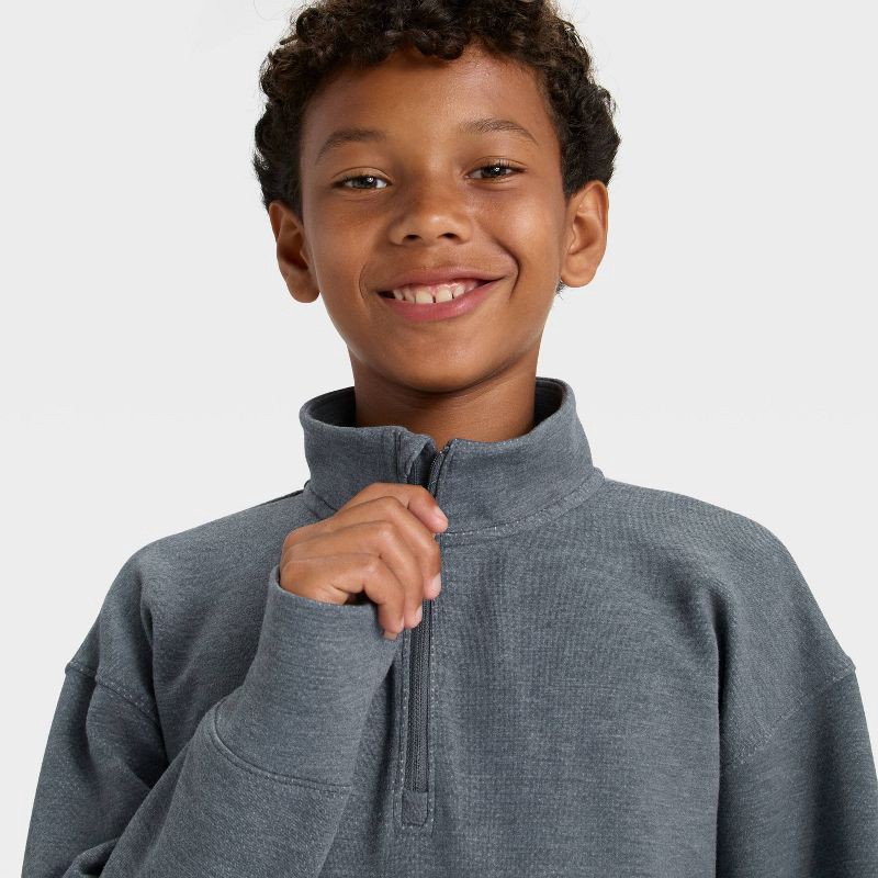 slide 3 of 3, Boys' Spacer 1/2 Zip Sweatshirt - All In Motion™ Dark Gray S, 1 ct
