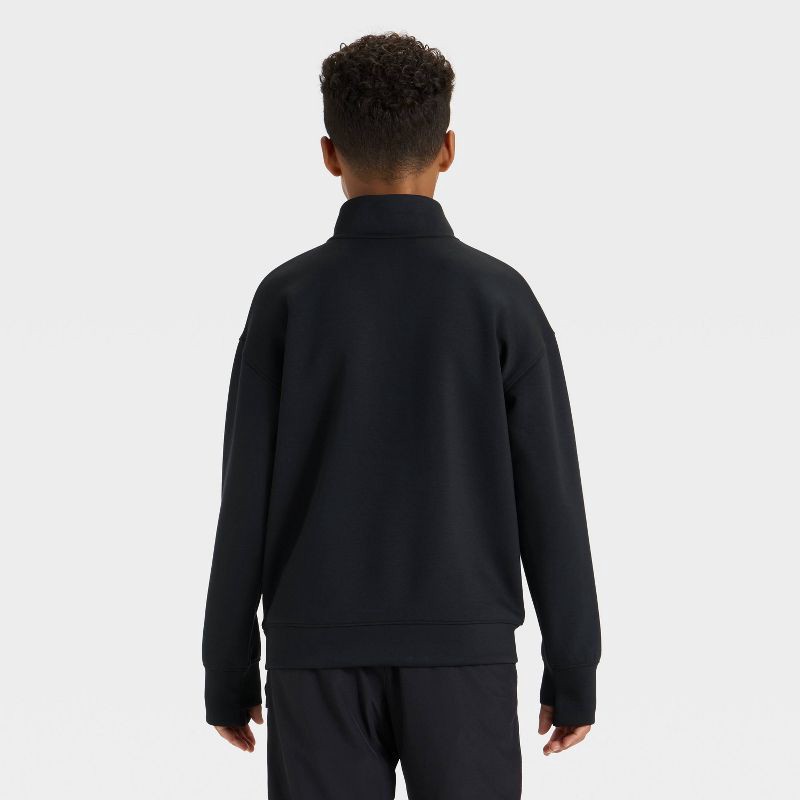 slide 2 of 3, Boys' Spacer 1/2 Zip Sweatshirt - All In Motion™ Black S, 1 ct