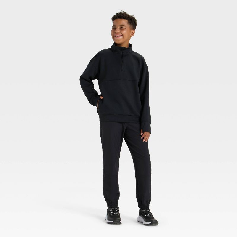 slide 3 of 3, Boys' Spacer 1/2 Zip Sweatshirt - All In Motion™ Black L, 1 ct