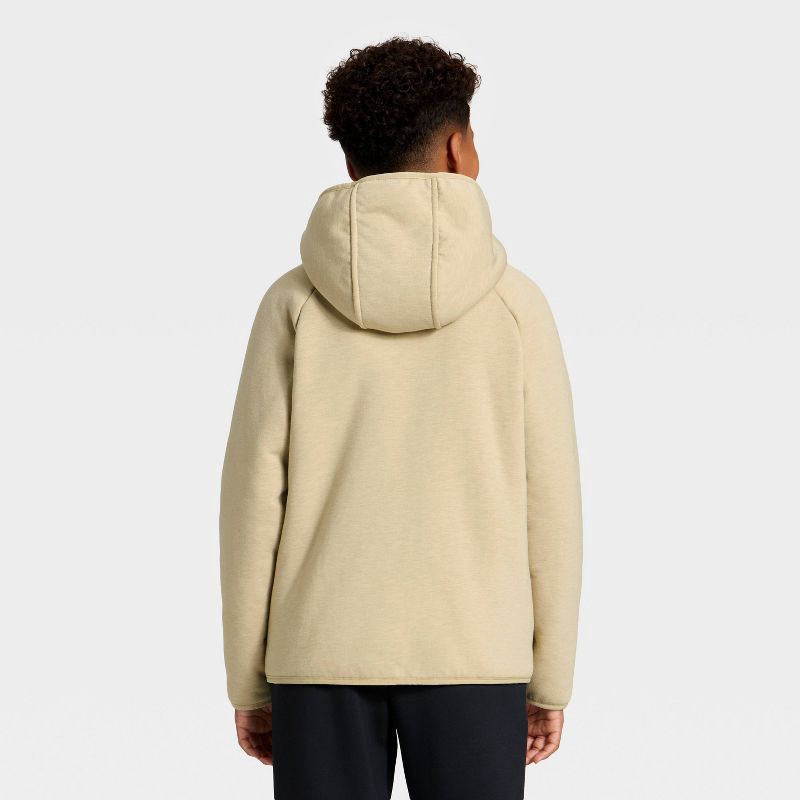 slide 2 of 3, Boys' High Pile Fleece Full Zip Lined Hoodie - All In Motion™ Almond M, 1 ct