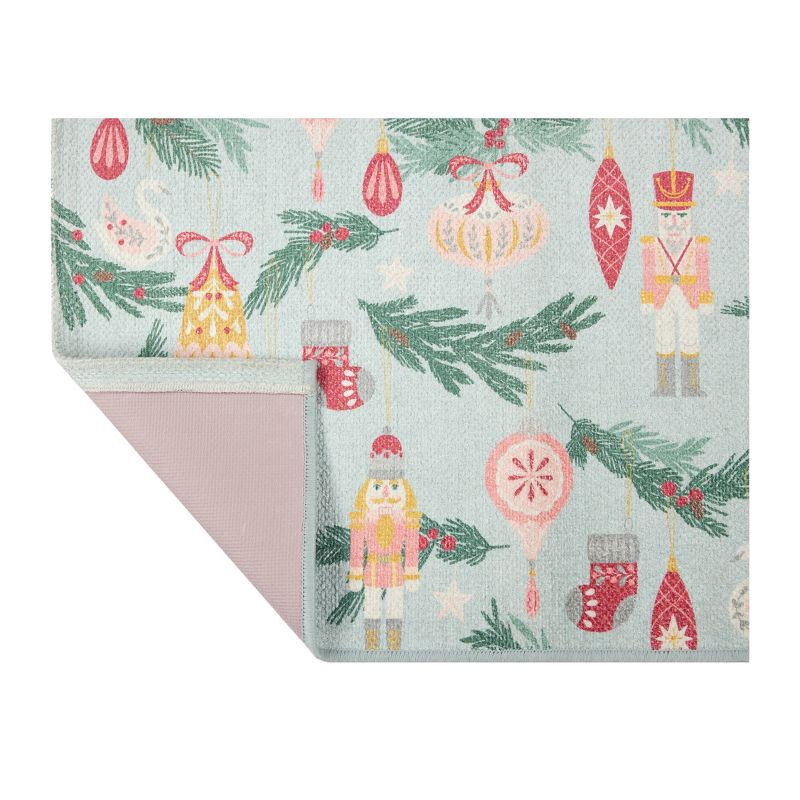 slide 2 of 7, 20"x34" Holiday Ornament Variety Scatter Rug Green, 1 ct