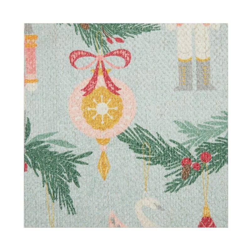 slide 3 of 7, 20"x34" Holiday Ornament Variety Scatter Rug Green, 1 ct