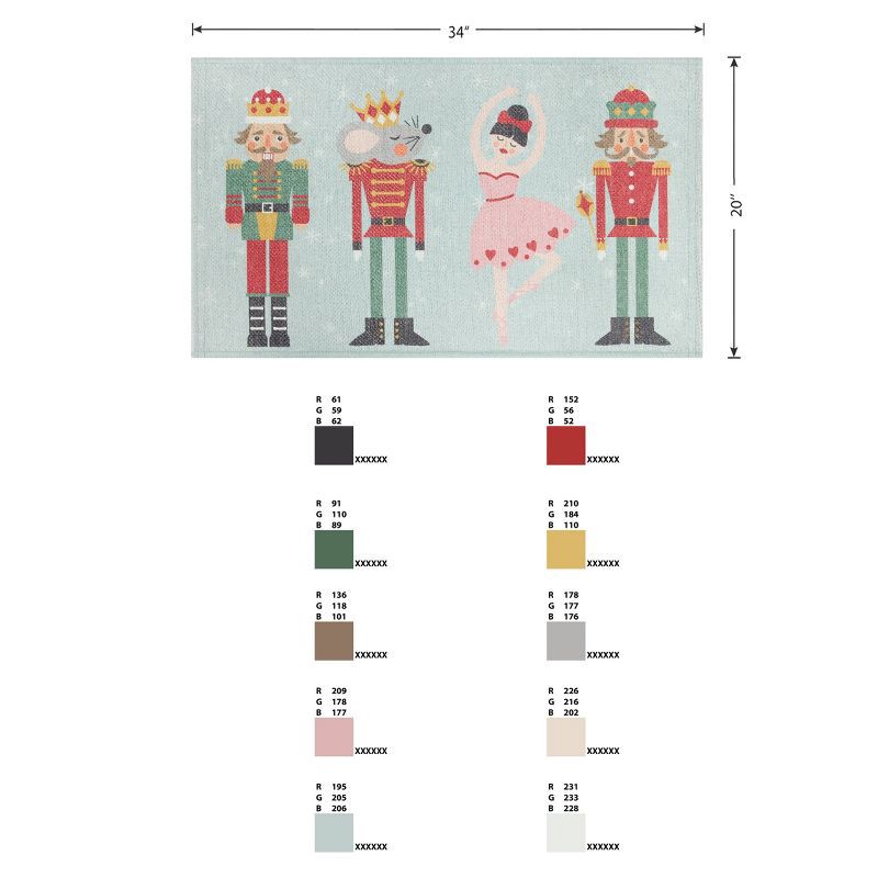 slide 7 of 7, 20"x34" Holiday Nutcrackers and Ballerina Scatter Rug Pink, 1 ct