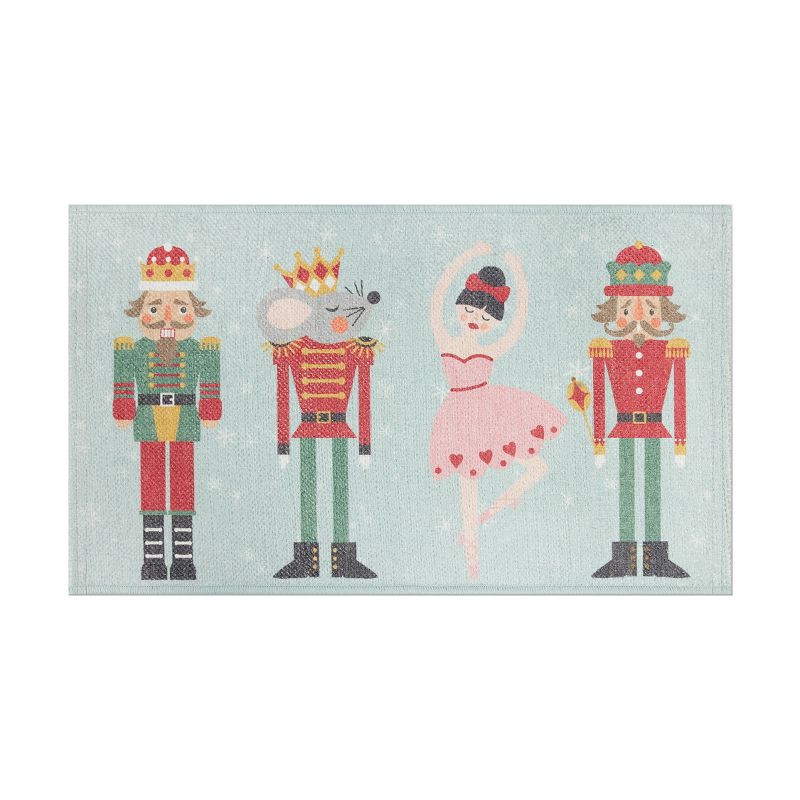 slide 1 of 7, 20"x34" Holiday Nutcrackers and Ballerina Scatter Rug Pink, 1 ct