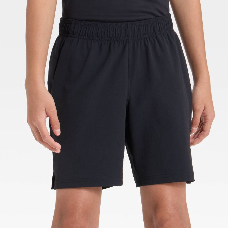 slide 2 of 3, Boys' Stretch Woven Shorts - All In Motion™ Black L, 1 ct