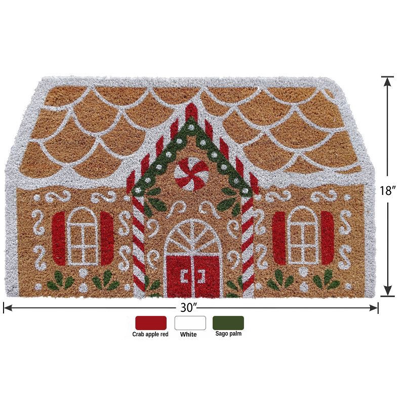 slide 2 of 7, 18"x30" Christmas Gingerbread House Coir Doormat Natural and Red, 1 ct