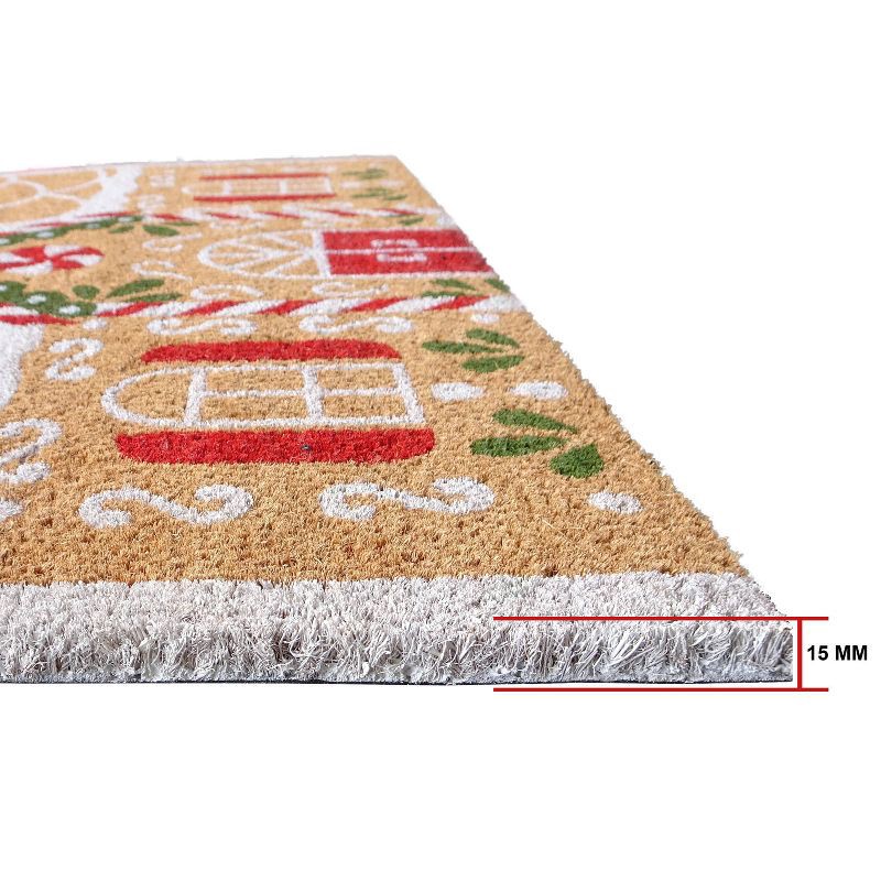 slide 5 of 7, 18"x30" Christmas Gingerbread House Coir Doormat Natural and Red, 1 ct