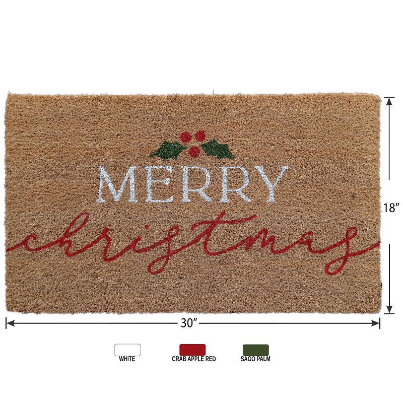 slide 2 of 7, 1'6"x2'6" Merry Christmas Mistletoe Coir Doormat Red, 1 ct
