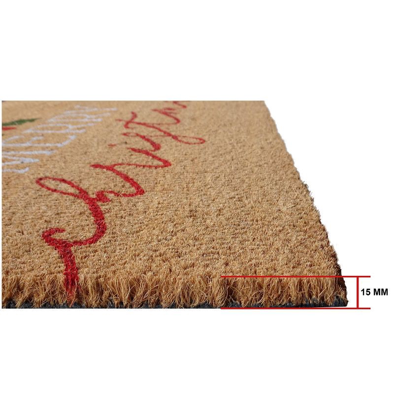 slide 5 of 7, 1'6"x2'6" Merry Christmas Mistletoe Coir Doormat Red, 1 ct