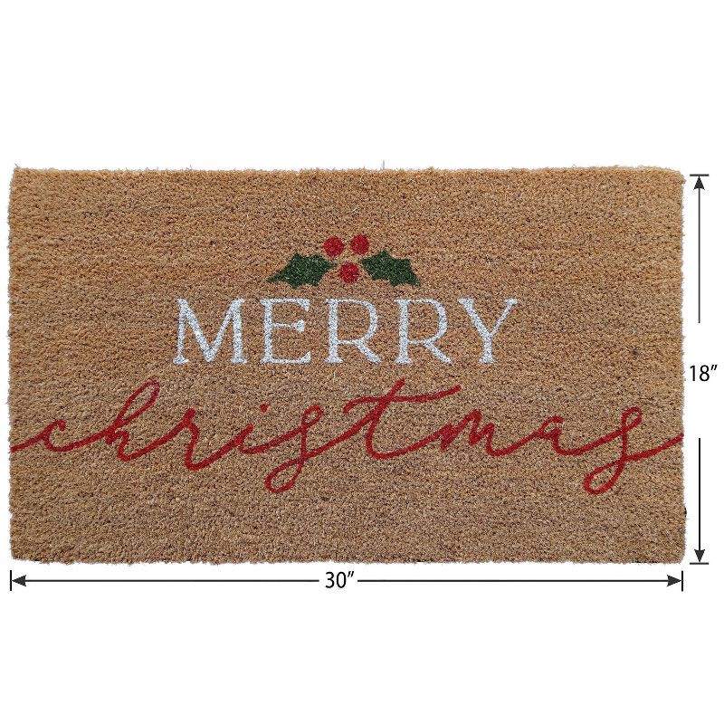 slide 6 of 7, 1'6"x2'6" Merry Christmas Mistletoe Coir Doormat Red, 1 ct