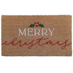 1'6"x2'6" Merry Christmas Mistletoe Coir Doormat Red