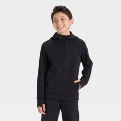 Boys' Siro Ponte Full Zip Hoodie Sweatshirt - All In Motion™ Black M