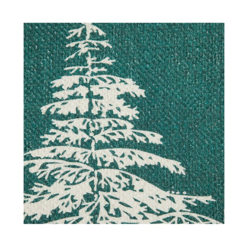 slide 3 of 7, 20"x34" Winter Deer and Fawn Scatter Rug Teal and White, 1 ct