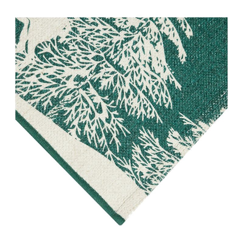 slide 7 of 7, 20"x34" Winter Deer and Fawn Scatter Rug Teal and White, 1 ct