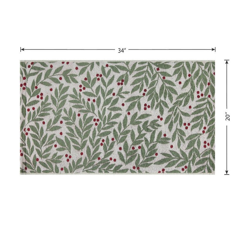 slide 6 of 7, 20"x34" Winter Botanical Berries Memory Foam Rug Green, 1 ct