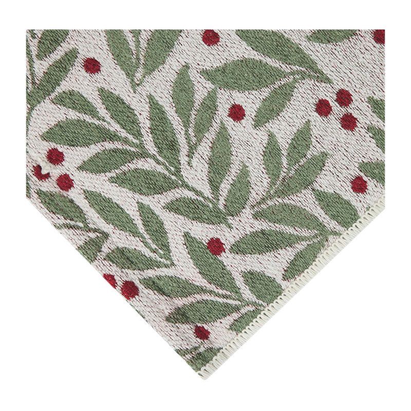 slide 7 of 7, 20"x34" Winter Botanical Berries Memory Foam Rug Green, 1 ct
