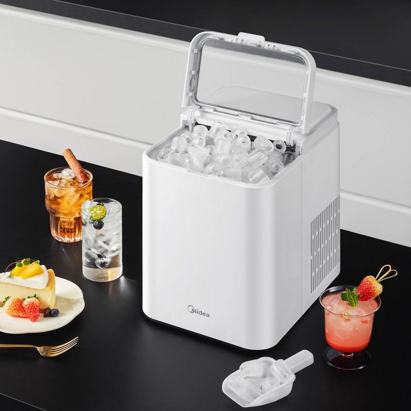 slide 6 of 10, Midea Ice Maker Countertop, Bullet Ice, 26 lbs Daily Production, 2 Ice Sizes, White, 26 lb