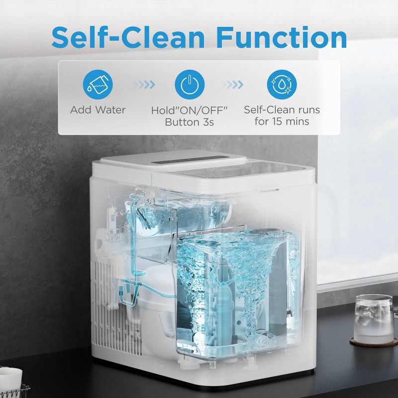 slide 7 of 10, Midea Ice Maker Countertop, Bullet Ice, 26 lbs Daily Production, 2 Ice Sizes, White, 26 lb