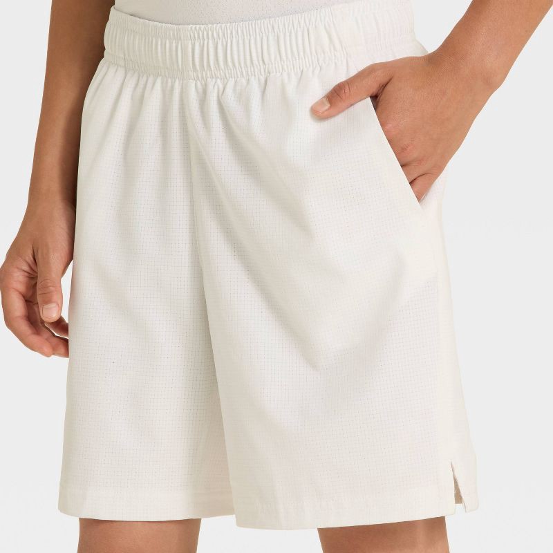 slide 3 of 3, Boys' Textured Woven Shorts - All In Motion™ White M, 1 ct
