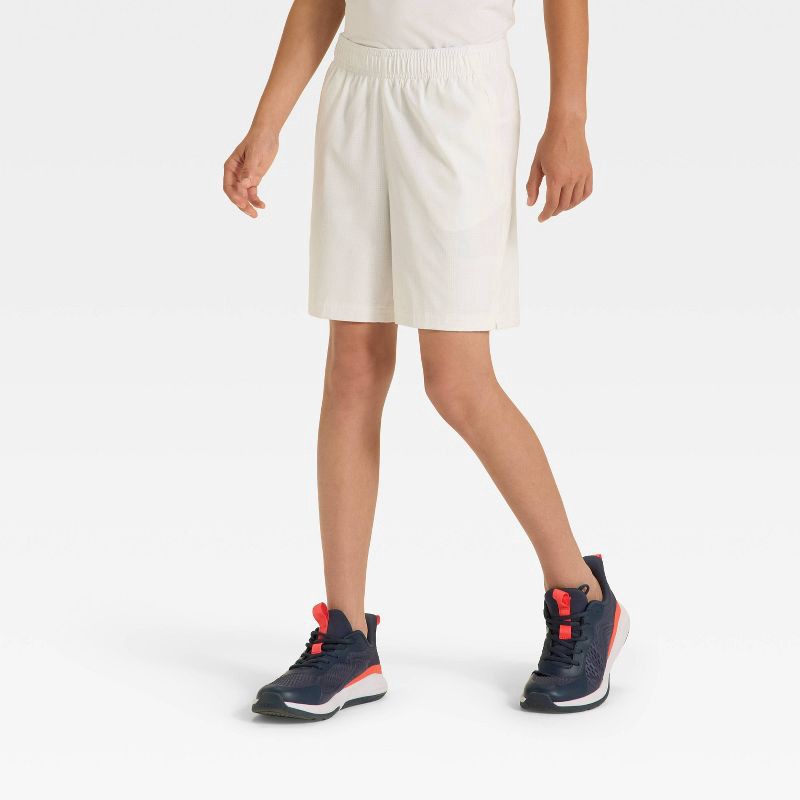 slide 1 of 3, Boys' Textured Woven Shorts - All In Motion™ White M, 1 ct