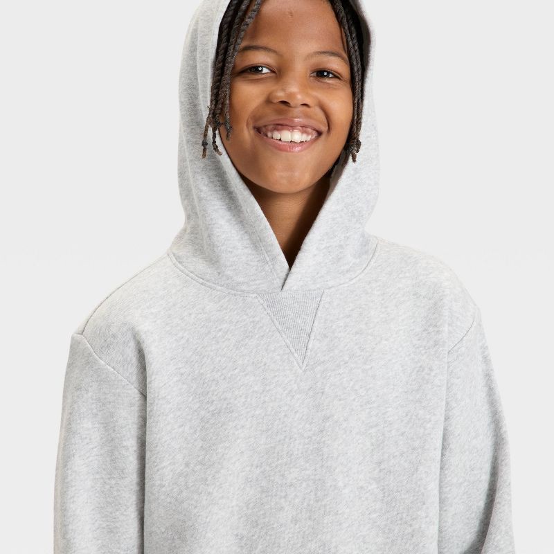 slide 3 of 3, Boys' Active Comfort Fleece Pullover Hoodie - All In Motion™ Heather Gray S, 1 ct