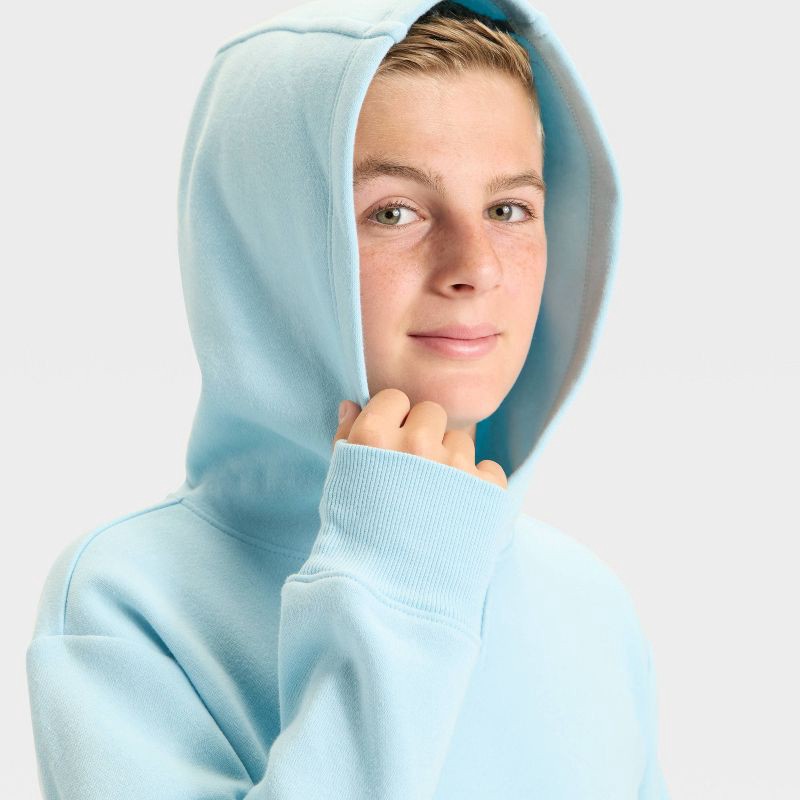 slide 3 of 3, Boys' Active Comfort Fleece Hoodie Sweatshirt - All In Motion™ Sky Blue L, 1 ct