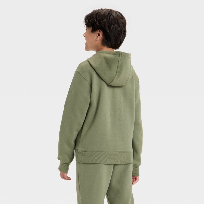 slide 2 of 3, Boys' Active Comfort Fleece Hoodie Sweatshirt - All In Motion™ Olive Green S, 1 ct