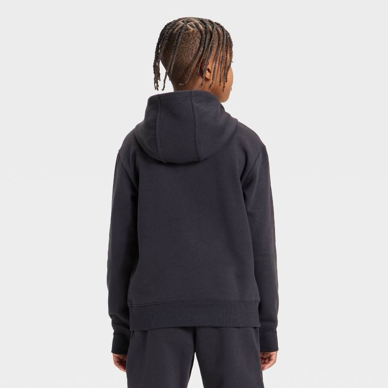 slide 2 of 3, Boys' Active Comfort Fleece Hoodie Sweatshirt - All In Motion™ Black L, 1 ct