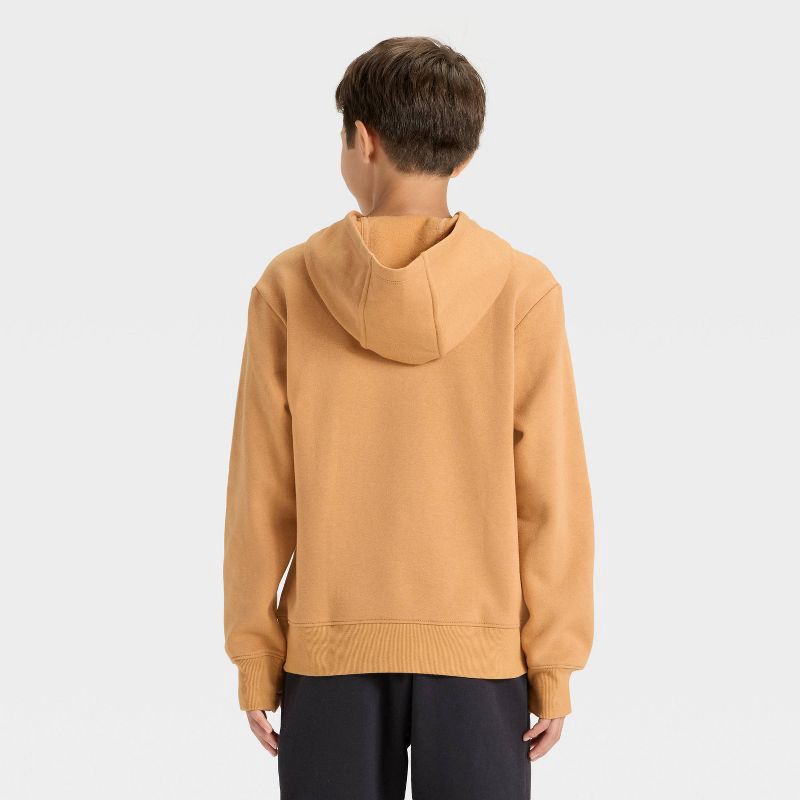 slide 2 of 3, Boys' Active Comfort Fleece Hoodie Sweatshirt - All In Motion™ Light Brown S, 1 ct