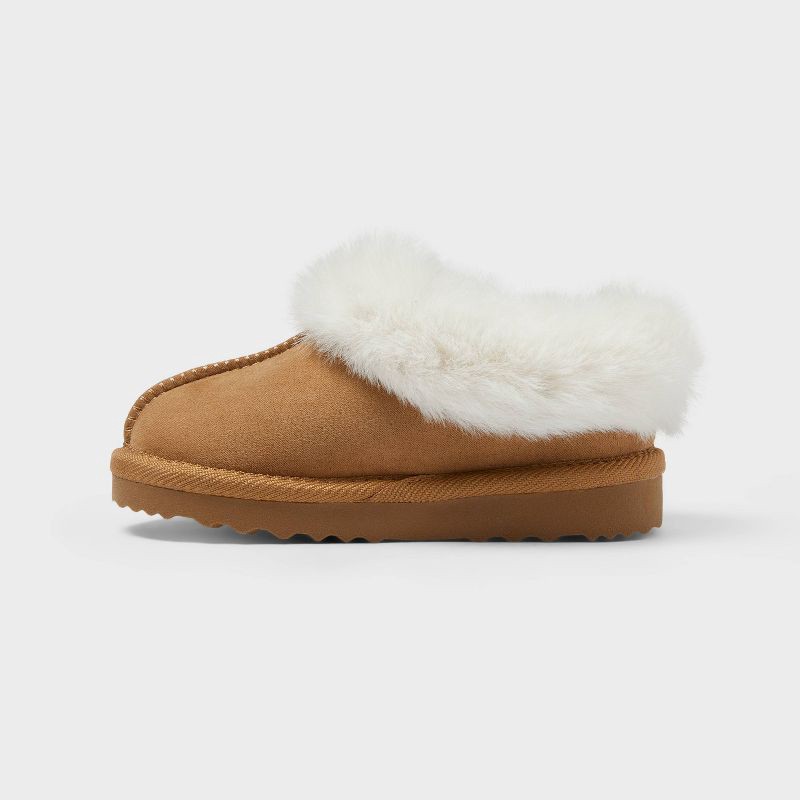 slide 2 of 4, Toddler Piper Faux Fur Cuff Scuff Slippers - Cat & Jack™ Brown 6, 1 ct